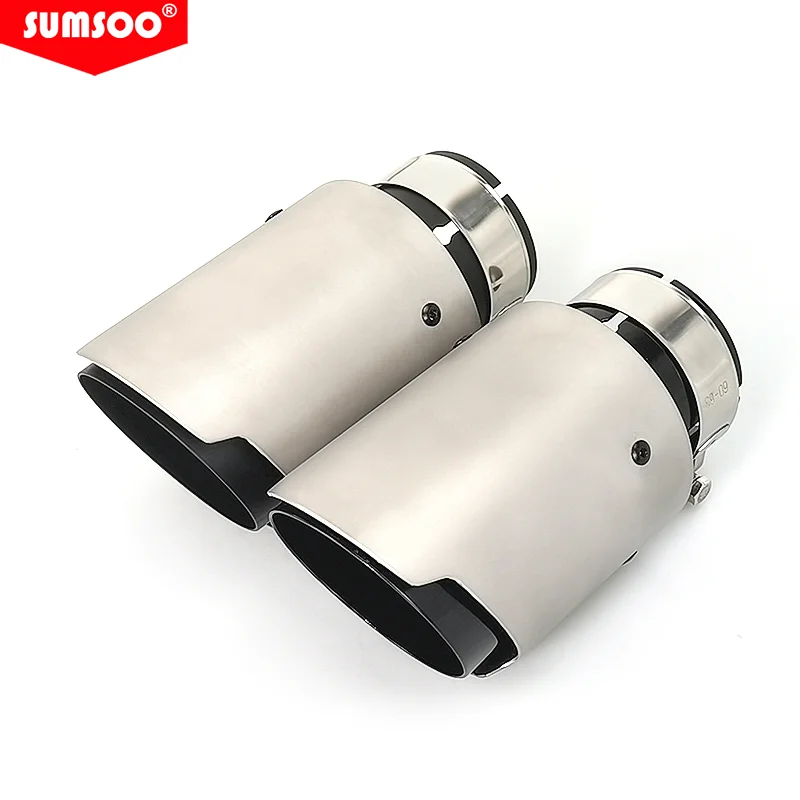 Genuine  SUMSOO Car Universal Stainless Steel Exhaust Tip Inner Black Tail Pipe Tip Muffler for BMW BENZ Audi VW Golf Parts