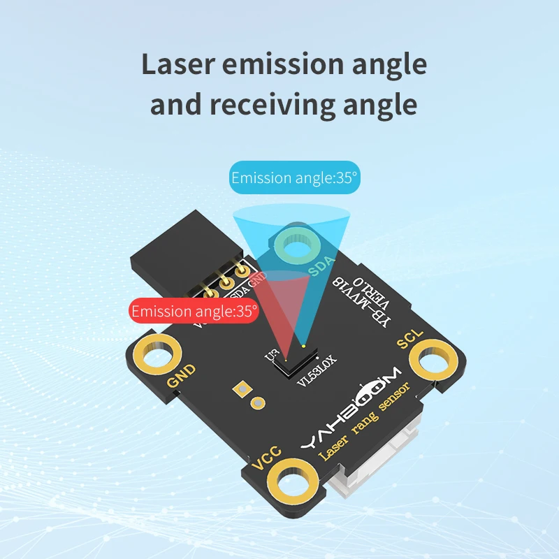 

Yahboom ToF VL53L0X laser ranging sensor supports PH2.0 DuPont cable alligator clip for Distance Measuring Sensor