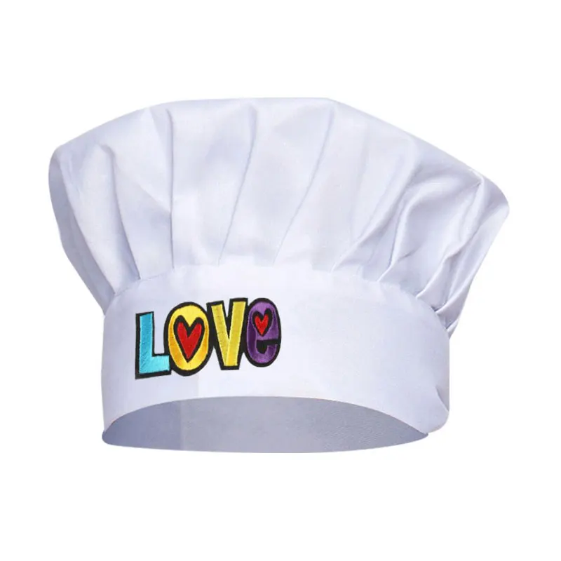 Koken verstelbare chef-kok hoed mannen keuken borduurwerk geplooide elastische hoed catering dames kookpet working cap cap