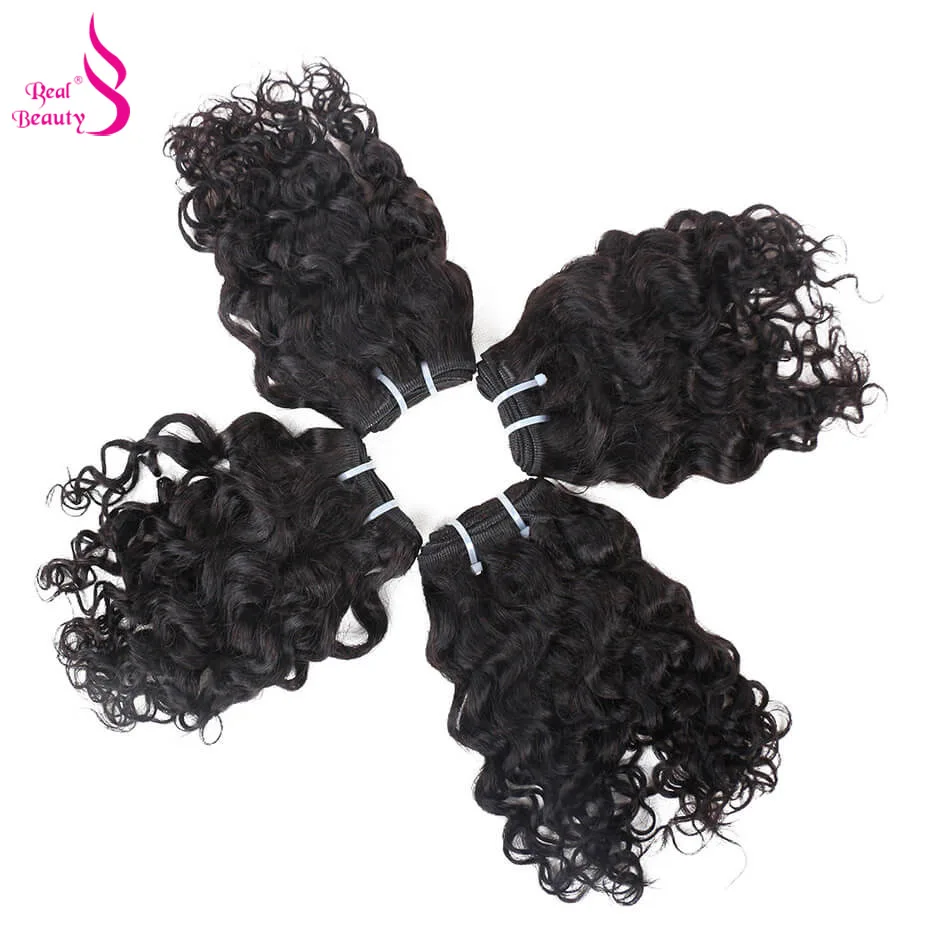 Real Beauty-Bundles brésiliens Deep Wave avec Lace Closure, Extensions de cheveux humains Remy, Ocean Weave, Offres, 4 Bundles