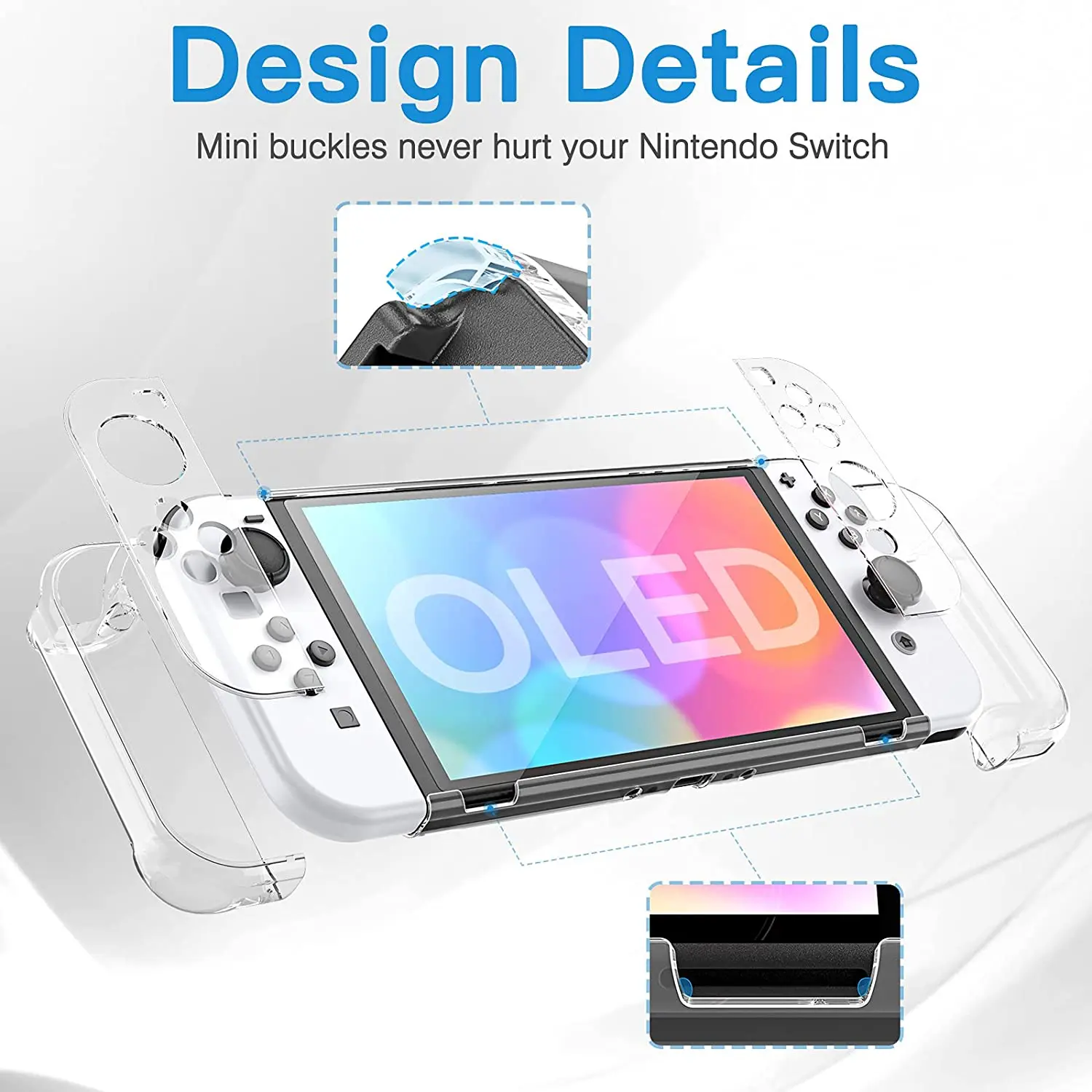 

Mooroer Case Compatible with Nintendo Switch OLED Model Dockable, PC Switch OLED Cover Case with Glass Screen Protector