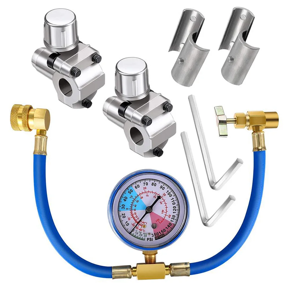 3pcs BPV31 Bullet Piercing Tap Valve Kits U-Charging Hose Refrigerant Tap With Gauge R134a Can To R12/R22 Port AC 1/2 Dropship