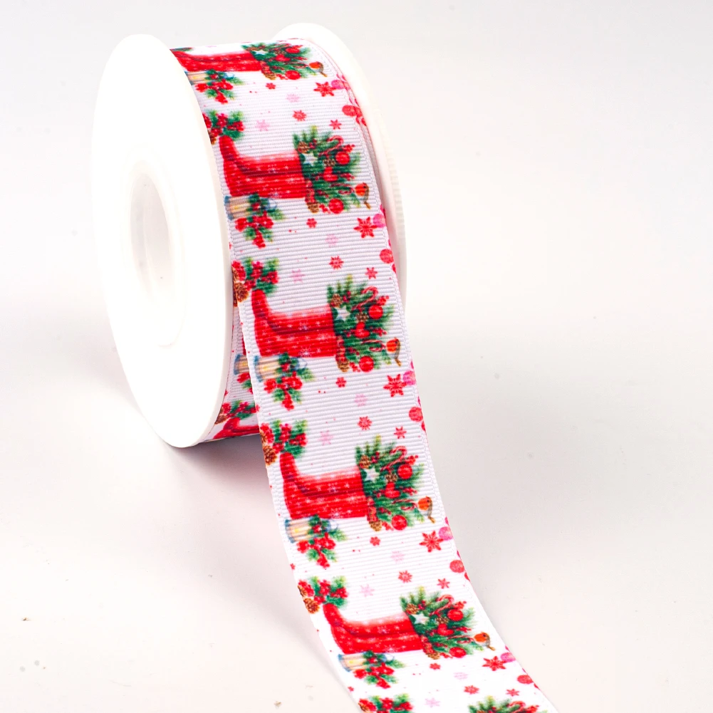 New 50 Yards Hot Designs Christmas Trees  Printed Grosgrain,satin Ribbon Hair Accessories