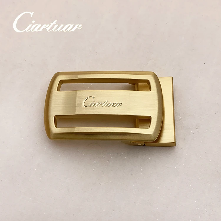 2026 Ciartuar New Design Quality Men 3.4cm Belt Genuine Plain Leather Strap Trousers First Layer Brass Gold Buckle