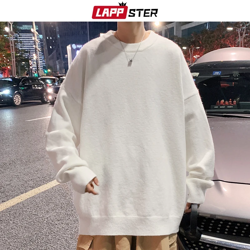 LAPPSTER Men Colorful Harajuku Knitted Sweater 2023 Mens Vintage Oversized Streetwear Pullovers Male Winter Y2k Fashion Sweaters