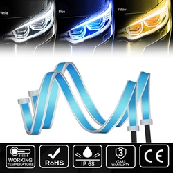 2pcs Led DRL Turn Signal Light Strip Flexible Waterproof Auto Headlight Surface Decorative Lamp Car Daytime Running lights 12v