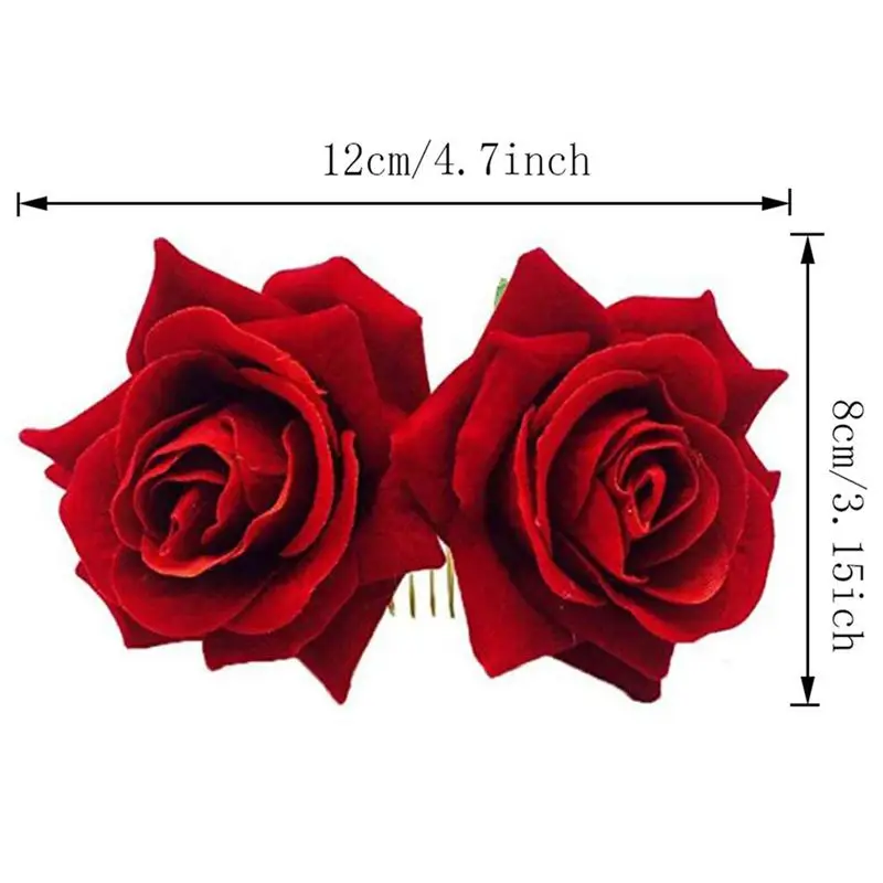 Rose Flower Hair Clip Slide Flamenco Dancer Pin Flower Brooch Lady Hair Styling Clip Hair Accessories