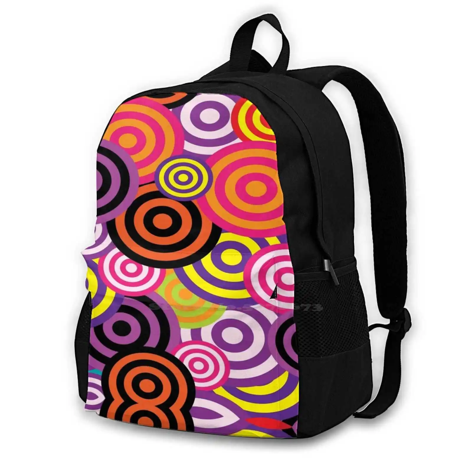 Marksman Objective Patterning 355D Print Design Backpack Student Bag Marksman Objective Patterning Abstract Target Aim