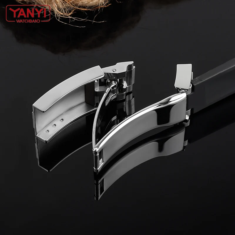 Stainless Steel WatchBand Buckle For rolex Watch Strap 16mm watches bottom Fold Clasp Use on Leather or Rubber Watchband Screw