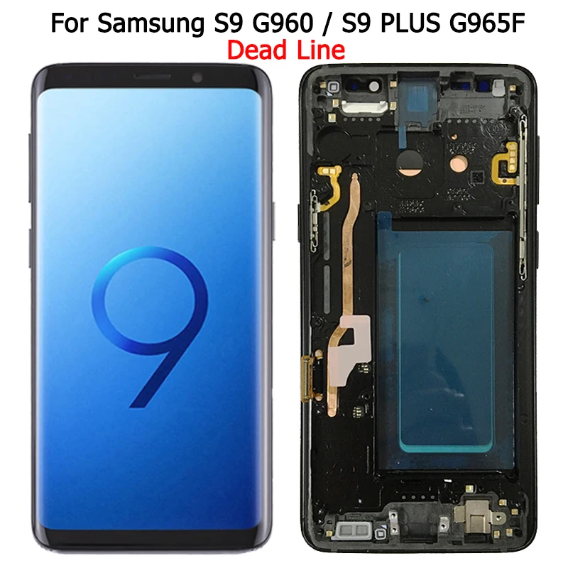 With dead line S9 SM-G960F LCD For Samsung  S9 Plus Display With Frame For S9 Plus G965F LCD Display Touch Screen Assembly