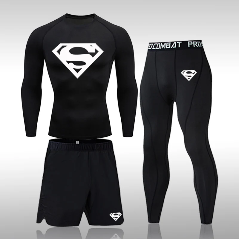 

Men's Compression MMA Set Long Tight T-shirt Tracksuit Clothes Men Pants Workout Bodybuilding Rashguard Men Sports Suit