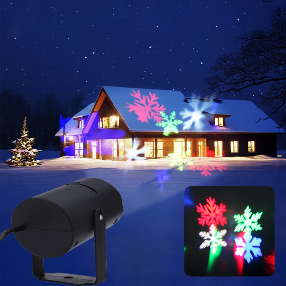 2021 New Year Party Light Decor Waterproof Outdoor Snowflake LED Lights Christmas  Projection Lamp Moving Snow Laser Projector