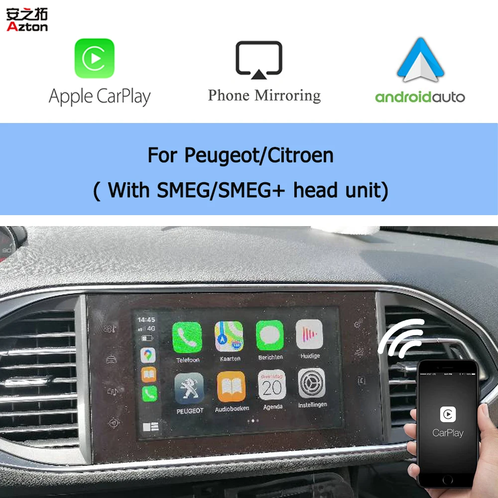 OEM Upgrade IOS 15 CarPlay Integration Android Auto For Peugeot 308 2013 2014 2015 2016 2017 Navigation Reverse Parking System