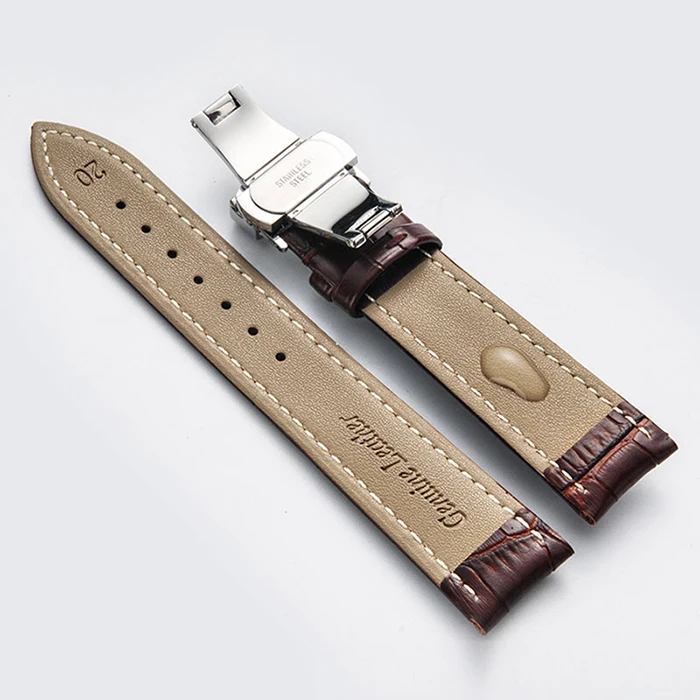 Watch Strap Genuine Leather Watchband With Butterfly Clasp Bands Croco Grain Bracelet sized in 14 16 18 19 20 21 22 24 mm