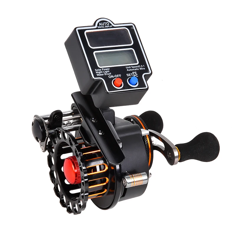 Solar Casting Fishing Reel 4 + 1 Ball Bearing 3.5:1 Gear Ratio Digital Line Counter Aluminum Alloy Spool Spinning Fishing Reels