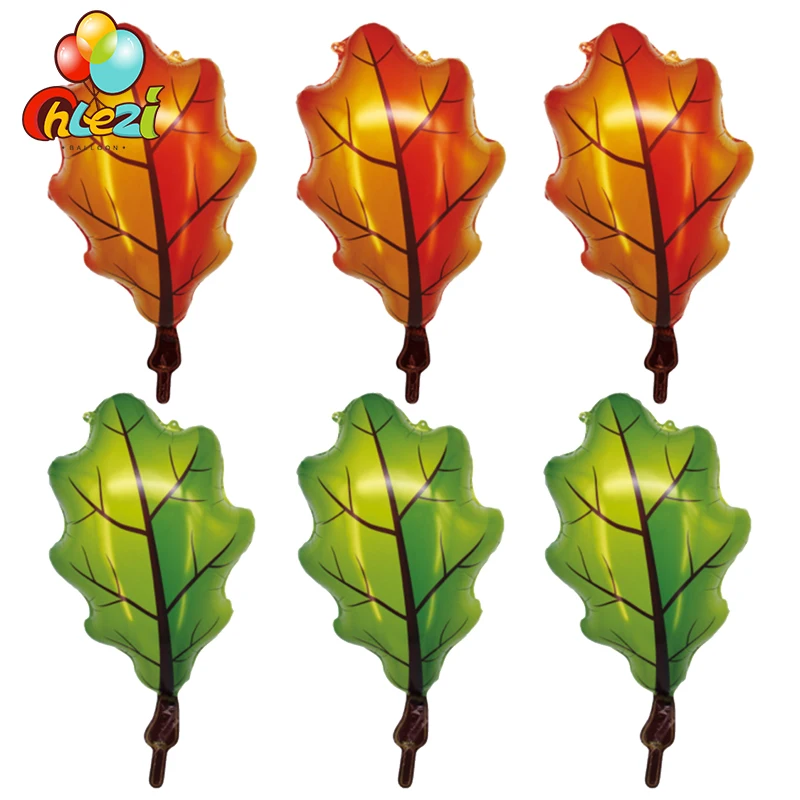 6pcs Yellow Green Leaves Foil Balloon Spring Fall Cartoon Leaves Balloon Garden Wedding Birthday Party Decorations Baby Shower