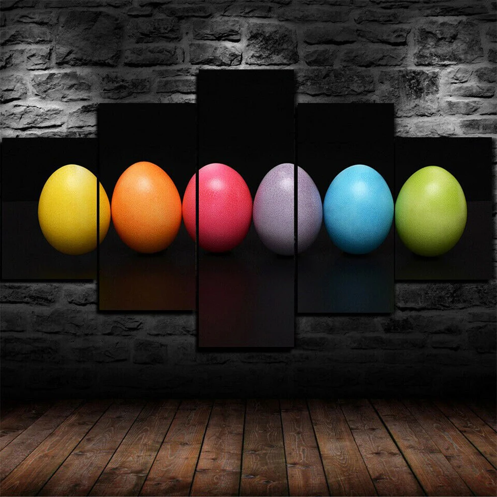 

5 Pieces Wall Art Canvas Painting Colorful Abstract with Easter Eggs Poster Home Decoration Pictures Modern Living Room