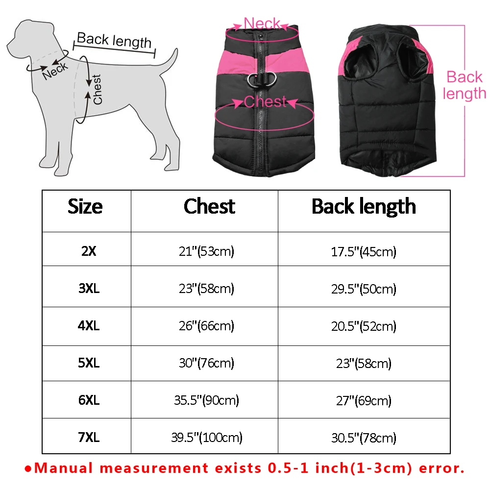 Dog Clothes For Large Dogs Winter Pet Coat Big Dog Jacket Vest Winterproof Pet Clothing Outfit Bulldog Labrador XXL -7XL