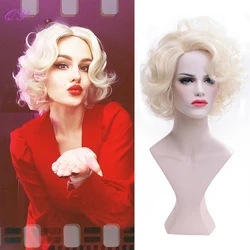 Synthetic Short Blonde Curly Bob Wig  For Women Daily Or Cosplay Use Natural Fashion Hair