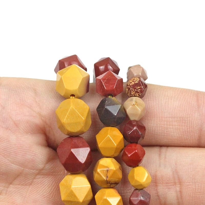 Natural Faceted Mookaite Egg Yolk Stone Spacers Loose Beads DIY Charms Bracelet Earrings for Jewelry Making 14\