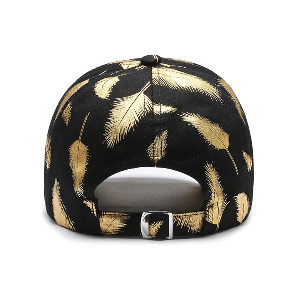 Gorra de béisbol con estampado de plumas doradas y negras de marca FS para Hombre y mujer, Gorras Snapback de Hip Hop, ropa de calle de invierno,