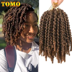 TOMO Pre-twisted Spring Twist Hair 8 inch Passion Twists Crochet Hair 15 Roots Synthetic Braiding Hair Extensions