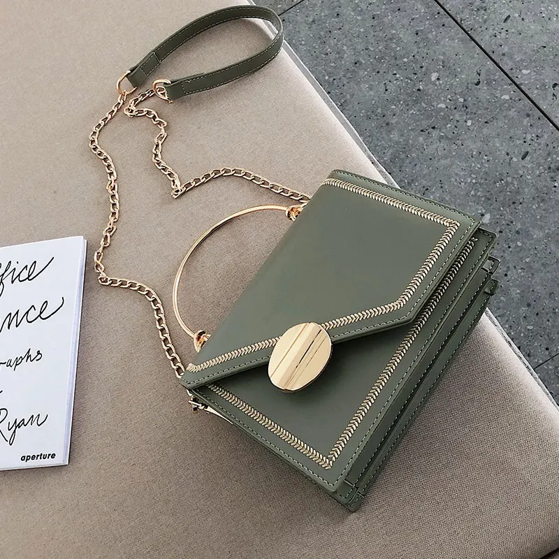 Matcha Green PU Leather Chain Design Crossbody Bags Women Small Chain Handbag Small Bag Hand Bag Ladies Designer Evening Bags