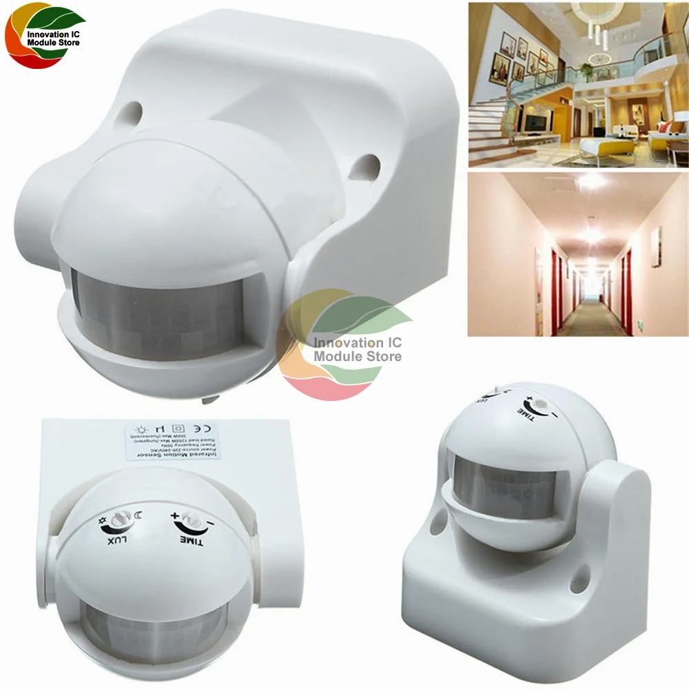 PIR Human Motion Sensor AC 220V Automatic Infrared PIR Infrared Detector 180 Degree Rotation Outdoor Timer Switch Motion Sensor