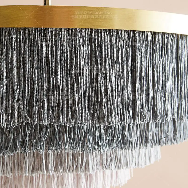 Fringe Kroonluchter Verlichting Goud Wit Beige Katoenen Draad Lijn Bohemen Kroonluchter Voor Meisjes Slaapkamer Bruiloft Indoor Verlichting