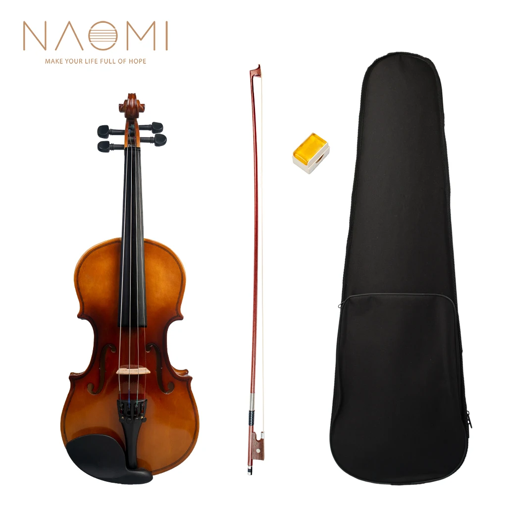 

NAOMI 4/4-1/8 High Gloss Maple Acoustic Violin Kit W/ Violin+Brazilwood Bow+Bridge+Rosin+Canvas Case Student Violin