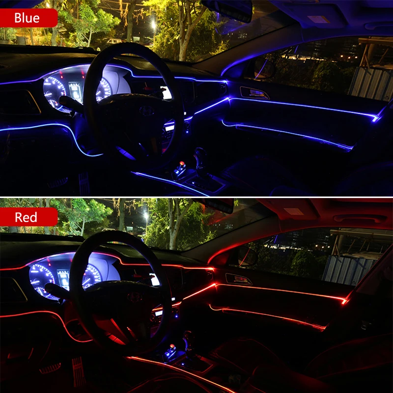 Car EL Wire LED Neon Rope Tube Strip, Car Lights, Fit for Volkswagen Polo Passat Gods, BMW F10, F30, E60, Ford Focus 2, 3, Fi.C.