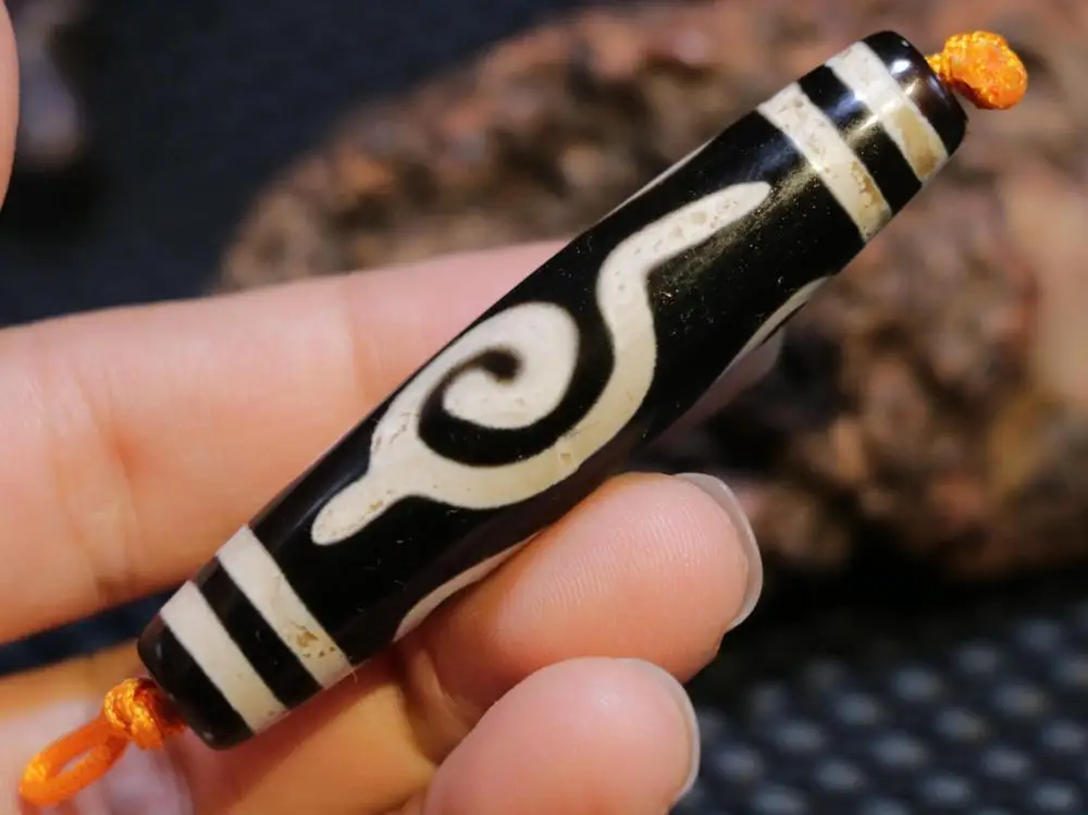 Magic Power Tibetan Old Agate Black 4 Eye Triton dZi Bead Pendant 3A Amulet 69MM Lkbrother Sauces Top Quality Guranttee