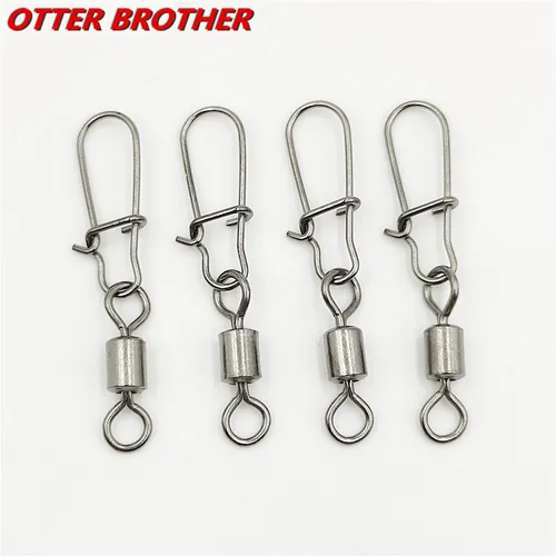 Imagen 1 del producto Pin de conector de Pesca de acero inoxidable, rodamiento giratorio, tamaño 3 #-12 #, alfileres a presión, accesorios de aparejos de Pesca de carpa, 30 piezas
