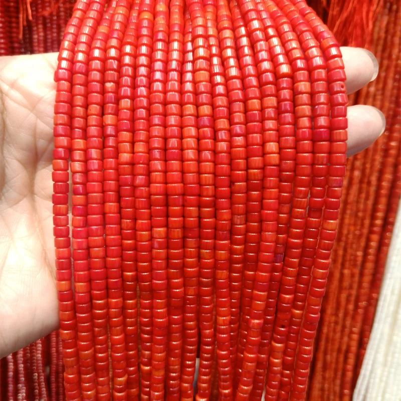 

3X4mm Coral Beads DIY Loose Spacer Red Coral Heishi Bead For Jewelry Making Bracelet Necklace Strand 15''