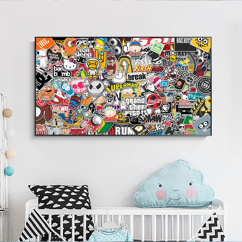 

Modern Mural Art Cartoon Posters And Prints Canvas Painting On Wall Art Picture Living Room Bedroom Children's Room Decorations