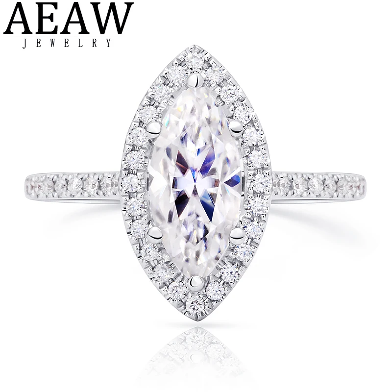 3carat 7x14mm Marquise Brilliant Cut Moissanite Engagement Ring DF Color VVS1 Solid 18K White Gold For Women Ring