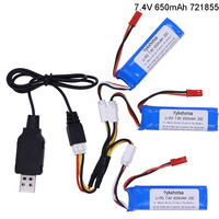 7.4V 650mAh Lipo Battery 2S with USB charger for WLtoys A202 A212 A222 A232 A242 A252 4WD RC Car 7.4V battery