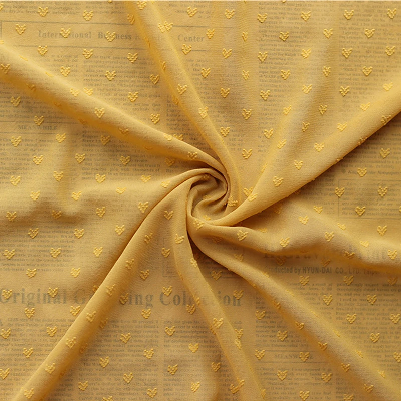 Soft Beige Flower Polka Dot Embroidery Jacquard Chiffon Tulle Fabric For Dress Shirts, Black, White, Pink, Blue, By The Meter