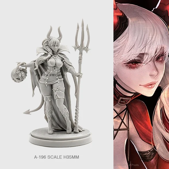 35mm Resin Figure Kits Witch beauty Model Self-assemlbed A-196