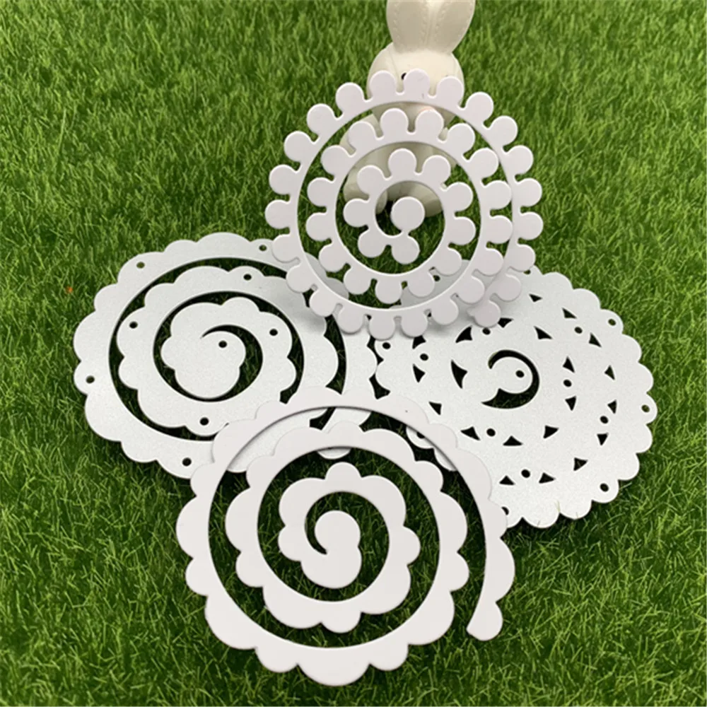 2pcs 3D Garland Spiral Flower Petal Metal Cutting Dies For DIY Scrapbooking Album Embossing Paper Cards Decorative Crafts