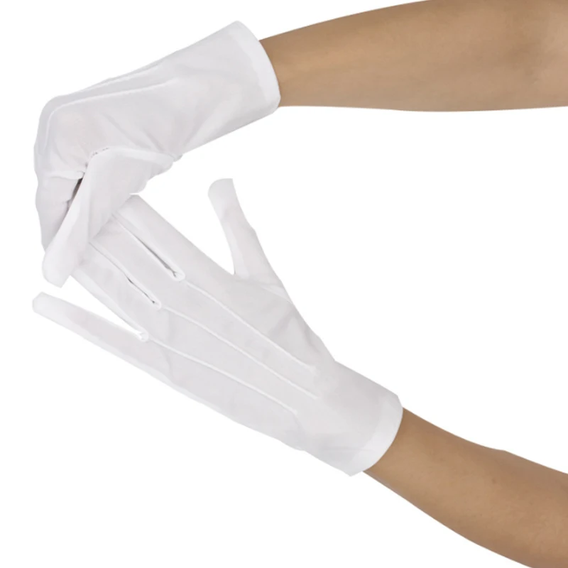 5 pairs of white polyester performance driver security parade celebration flag raising reception etiquette thin gloves