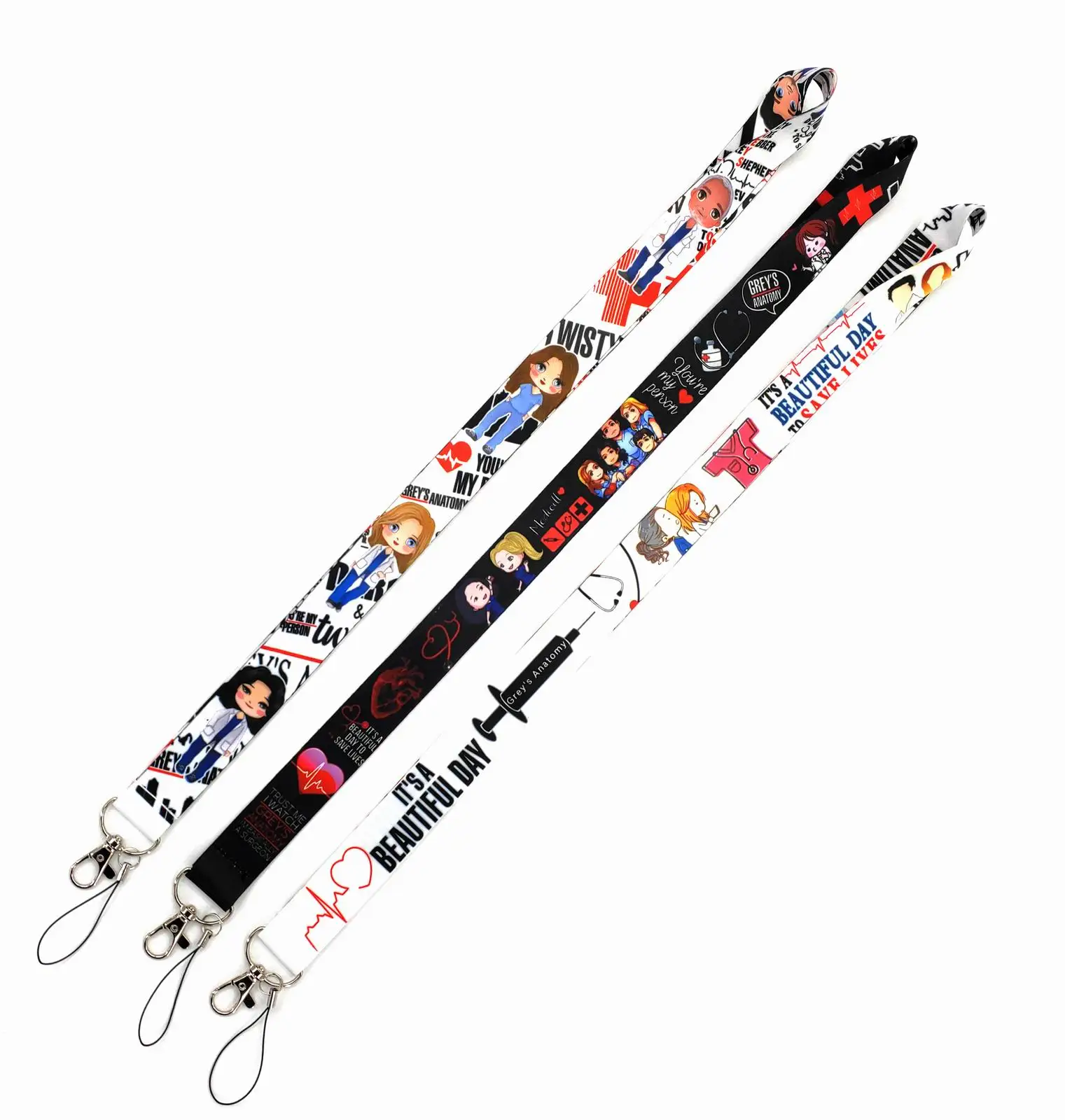 

New 50pcs Cartoon Doctor Nurse Neck Strap Lanyards Badge Holder Rope Pendant Key Chain Accessories