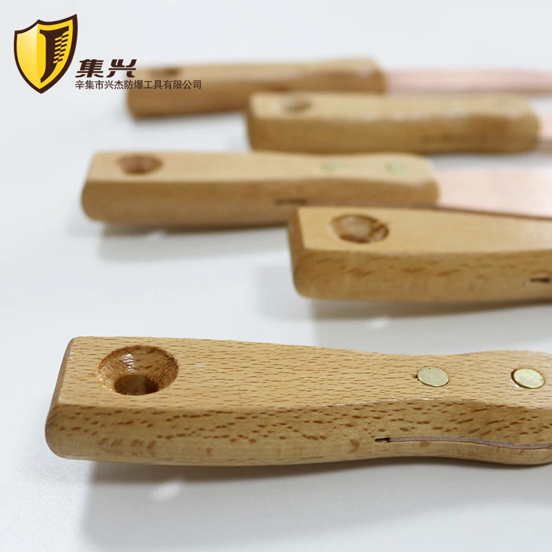 Red Copper Non sparking Putty Knife with wooden handle,  Tool for Cleaning,