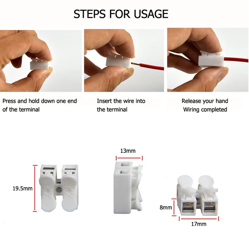 Conectores de Cable realmente eléctricos, empalme rápido, terminales de Cable de bloqueo, conexión de lámpara, CH2, CH3, 30 piezas, 60 piezas, 2