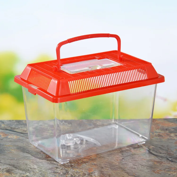 Portable Handheld Plastic Fish Tank Transparent Cutout Design For Turtle PetFish And aquarium Accessories