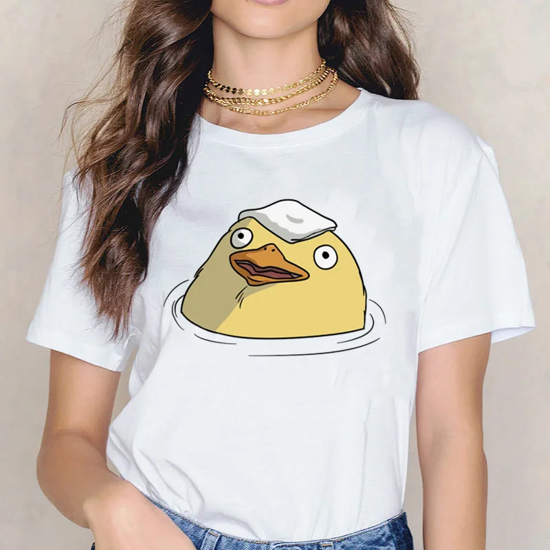 Trendy KURO Tshirt New Duck Print T Shirt Women Shirts Cartoon O Neck Short Sleeve T-Shirt Funny T Shirts Casual Tops