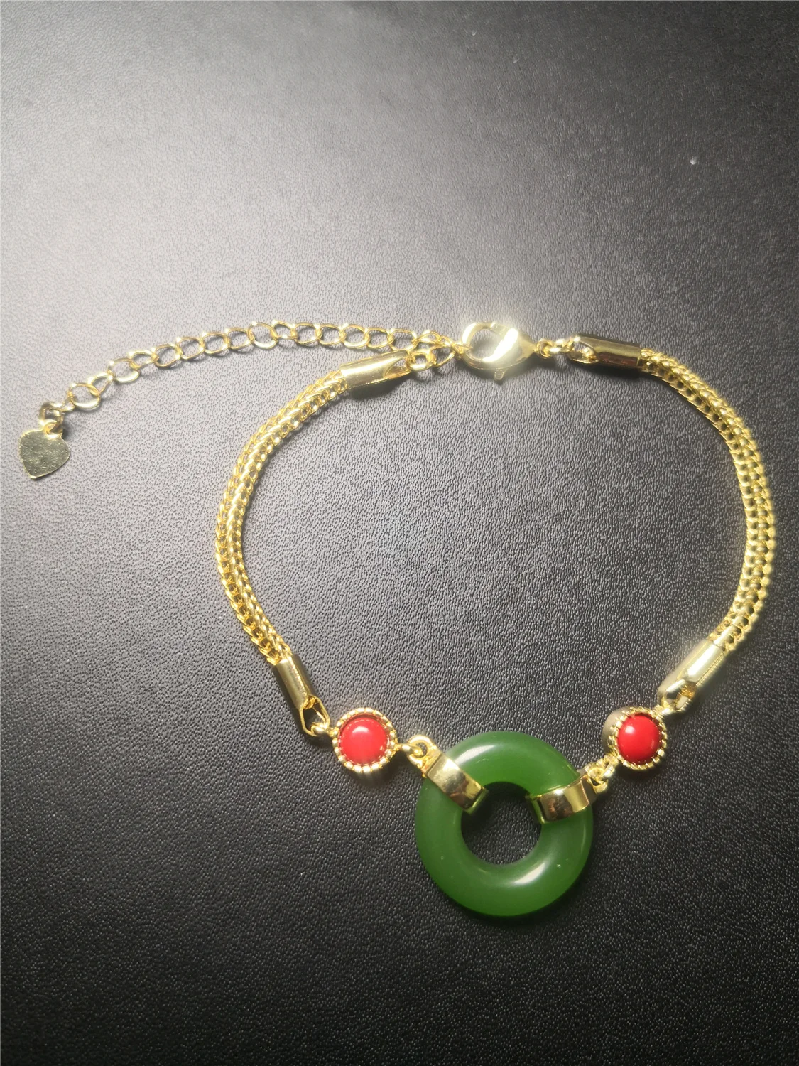 Natural Green Jade Bangle  Braclets for Women Gold Chain Bracelet Strand Bracelets