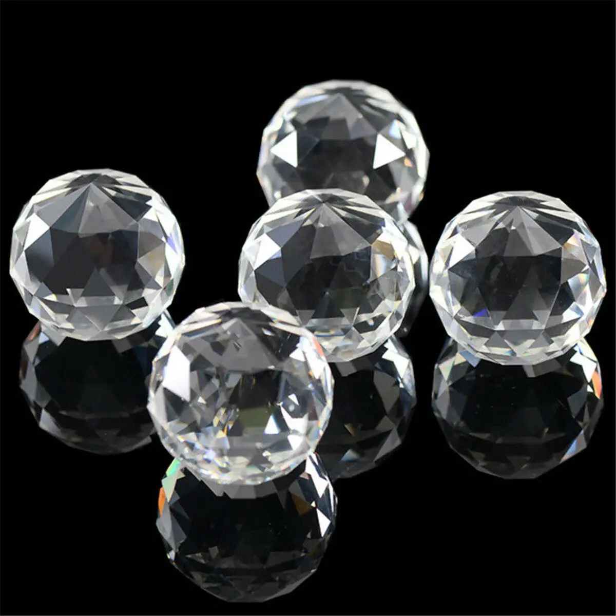 25/30/40mm Clear Crystal Sphere Faceted Gazing Ball Prisms Sun catcher Rainbow