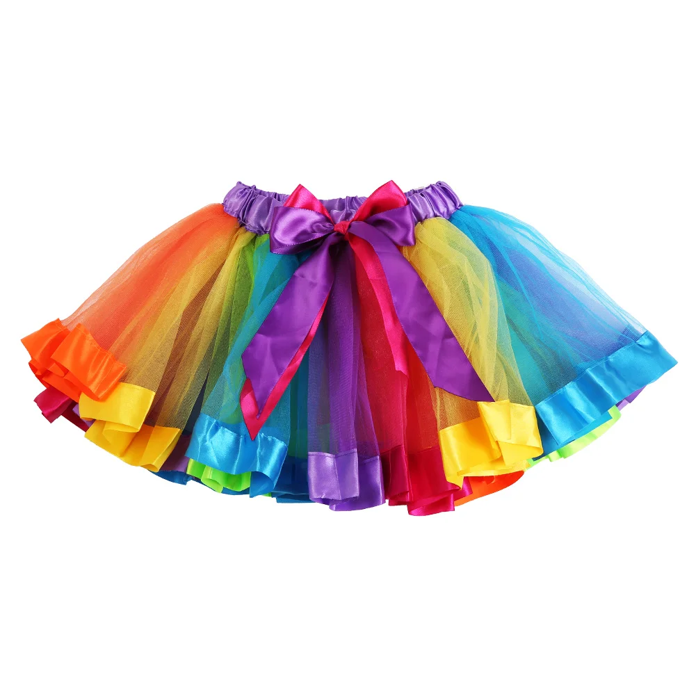 Fashion 0-8Y Girls Kids Baby Xmas Rainbow Tutu Skirt Party Costume Fancy Tutu Pettiskirt Tulle Mini Skirt