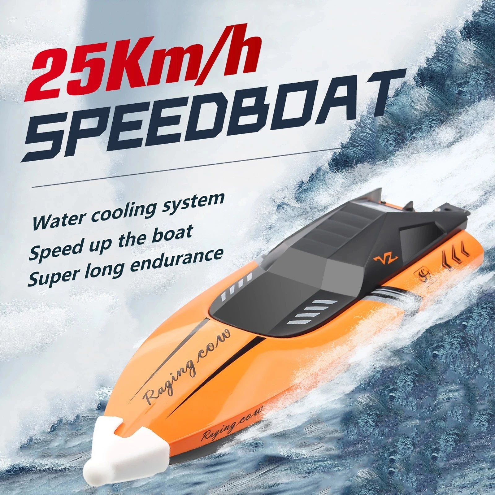 

New High Speed Boat 25km/H IPX4 Waterproof Orange,Green Fall Resistant Two-Speed Mode For Lake,Pool,Sea,Boys Girls Gift